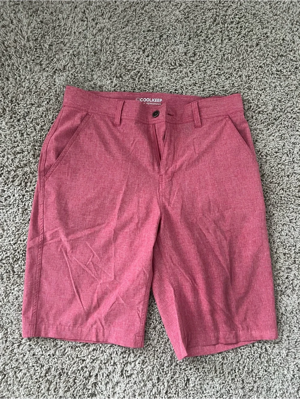 Men’s CoolKeep Flat Front Shorts in Berry Red